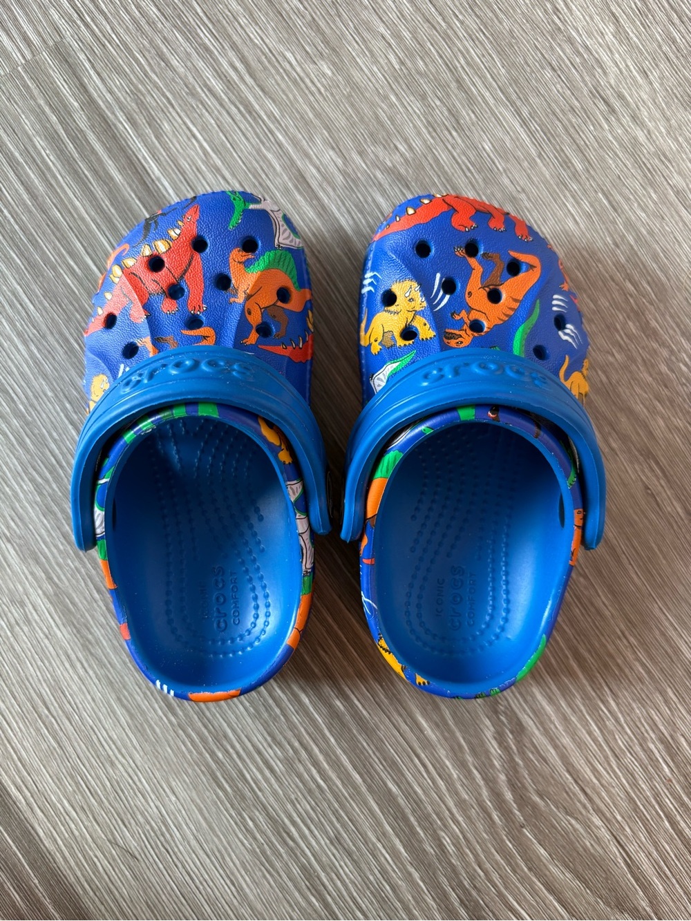 CROCS Kids Blue Dino Print Clogs